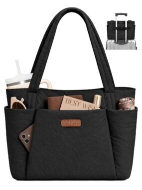 Puffer Tote Bag Laptop Compartment Zipper Pockets Travel Work College